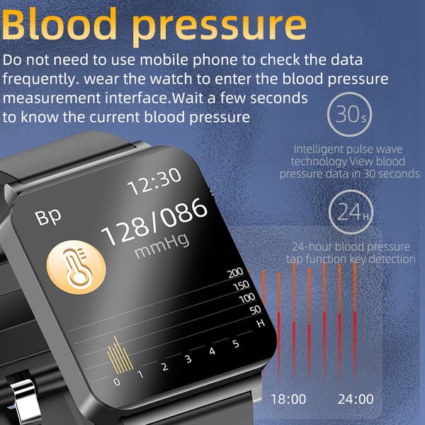 INF Smartklokke med EKG, puls, søvnmonitor Sort