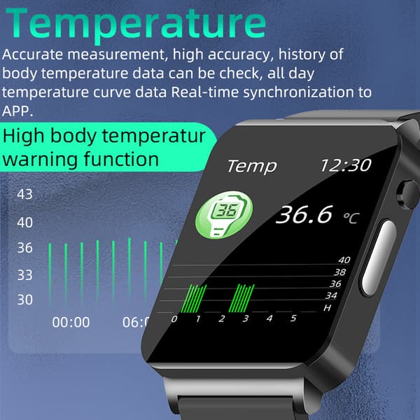 INF Smartklokke med EKG, puls, søvnmonitor Sort