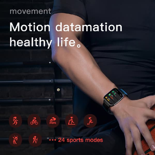INF Smartwatch-puls, blodtryk, blodilt, 24 sportstilstande, IP67, 1,69" touchskærm