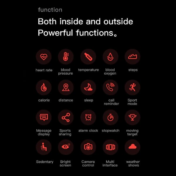 INF Smartwatch-puls, blodtryk, blodilt, 24 sportstilstande, IP67, 1,69" touchskærm