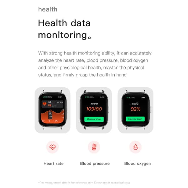 INF Smartwatch-puls, blodtryk, blodilt, 24 sportstilstande, IP67, 1,69" touchskærm