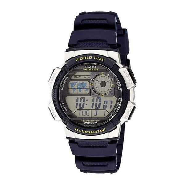 Herrklocka Casio WORLD TIME ILLUMINATOR - 5 ALARMS, 10 YEAR BATTERY Svart Grå (Ø 40 mm) (Ø 43 mm)
