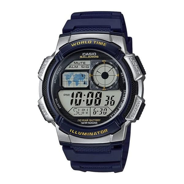 Herrklocka Casio WORLD TIME ILLUMINATOR - 5 ALARMS, 10 YEAR BATTERY Svart Grå (Ø 40 mm) (Ø 43 mm)