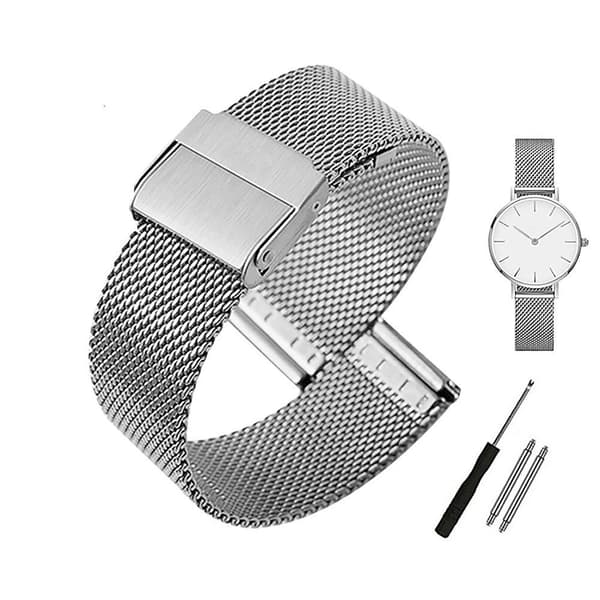Klockarmband mesh - Svart eller Silver 20 mm Silver
