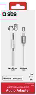 Pikkukuva 3 / 3: SBS TEADAPTIPJACK35W - Kuulokeadapteri - USB-C uros-stereo-miniliitin naaras - 15 cm - valkoinen - Apple iPhonelle (Lightning)