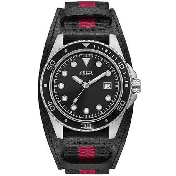 Klocka - GUESS - W1051G1 - Tvåfärgat läder - 44 mm - Kvarts - Svart urtavla