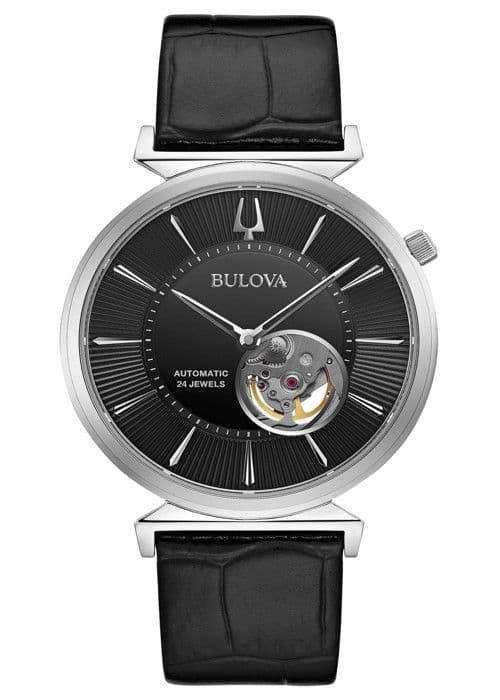 Klocka - Bulova - 96A234 - Svart läder - Rostfritt stål - Vattentät 3 ATM