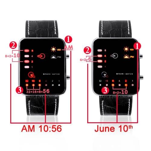 LED klocka med läderarmband
