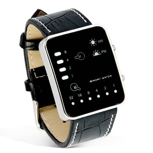 LED klocka med läderarmband