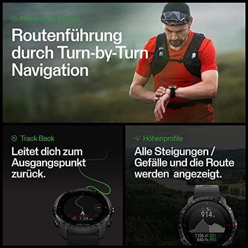 Polar Grit X Pro - Titan - Rannekellolla varustettu urheilukello - rei'itetty nahka - harmaa - Rannekkeen koko: M/L - Näyttö 3cm (1,2") - Bluetooth -