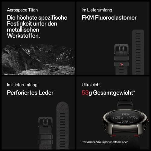 Polar Grit X Pro - Titan - Rannekellolla varustettu urheilukello - rei'itetty nahka - harmaa - Rannekkeen koko: M/L - Näyttö 3cm (1,2") - Bluetooth -