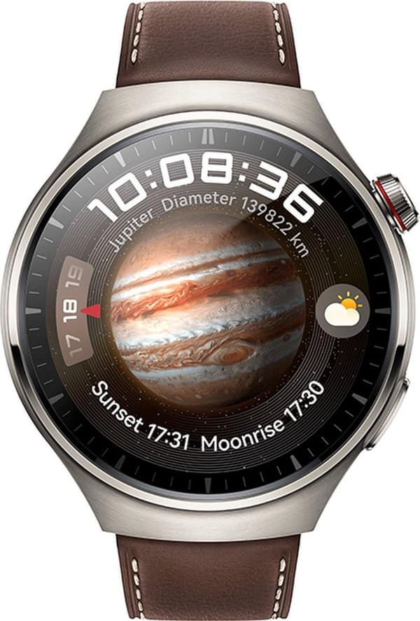Huawei Watch 4 Pro - Titanium - smart ur med rem - læder - mørkebrun - håndledsstørrelse: 140-210 mm - skærm 3,8 cm (1,5") - 32GB - Wi-Fi, LTE, NFC, B