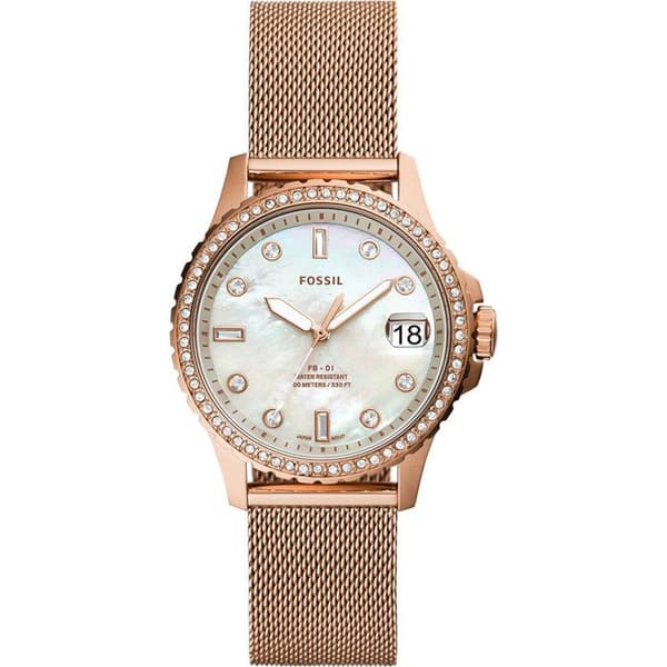 Fossil - Damklocka - Kvarts - Analog - Armband i rostfritt stål Ip-rosé - ES4999