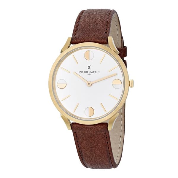 Pierre Cardin-Analog klocka för unisex med kvartsverk i läder - CPI.2012