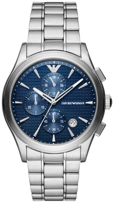 Orologio del brand armani da uomo della collezione paolo. quadrante di colore blu di diameter 42 mm i acciaio inossidabile riciclat