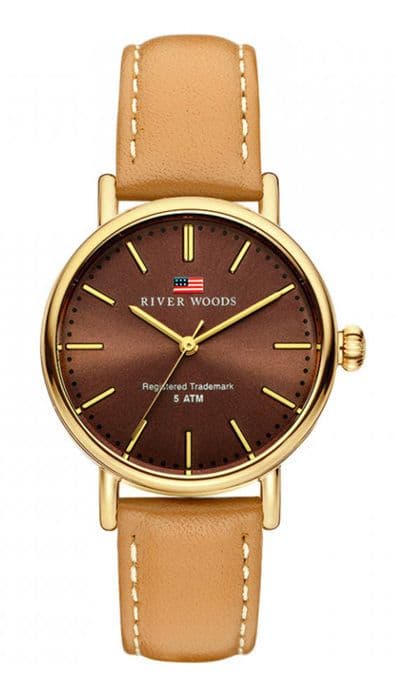 Klocka - River Woods - RW340016 - Brunt läder - 5 bar vattentålig - Analog kvarts