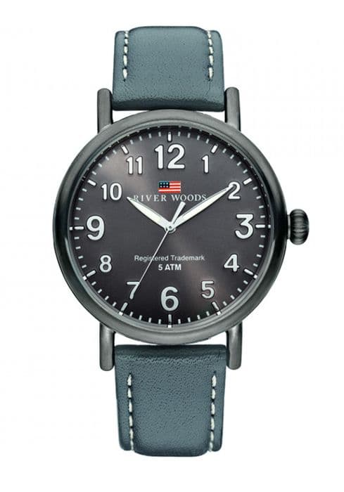 River Woods-Herr Analog Quartz Movement Läderklocka - RW420005