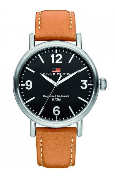 River Woods-Herr Analog Quartz Movement Läderklocka - RW420038