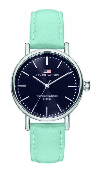 River Woods-Analog Quartz Movement Läderklocka för kvinnor - RW340026