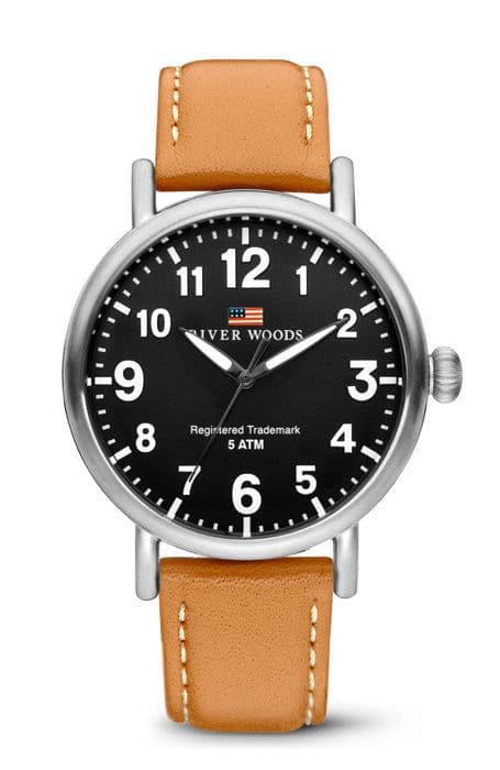 River Woods Analog Quartz Läderklocka för män - RW420002