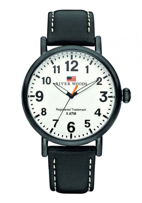 River Woods Analog Quartz Movement Läderklocka för män RW420008