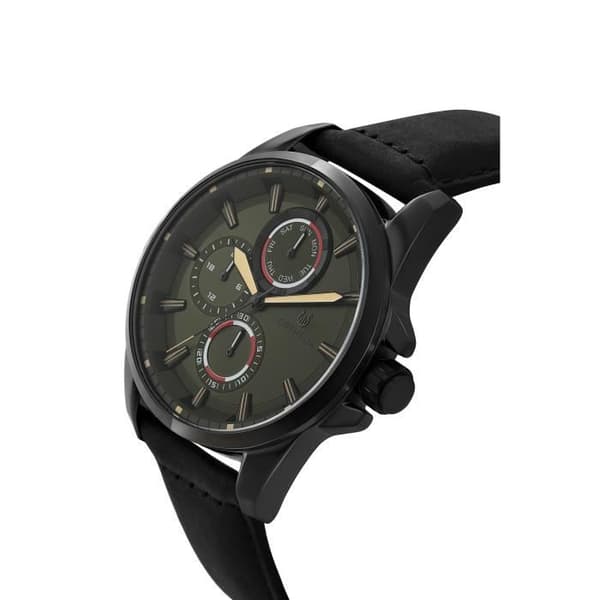 ORPHELIA Herrklocka - Kvarts - Multitavlor - Svart läderarmband OR71901