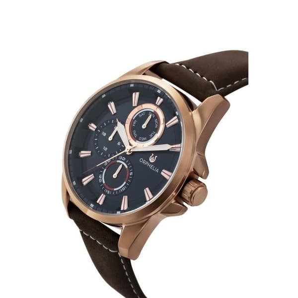 Montre pour hommes ORPHELIA Quartz à multi-cadrans avec bracelet en cuir marron OR71902