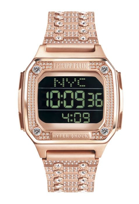 Philipp Plein - Damklocka - Kvarts - Digital - Armband i rostfritt stål Ip-rosé - PWHAA1221