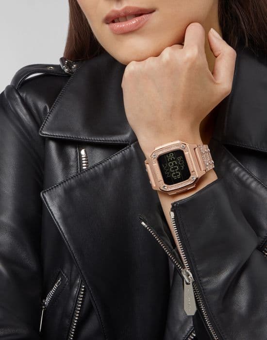 Philipp Plein - Damklocka - Kvarts - Digital - Armband i rostfritt stål Ip-rosé - PWHAA1221