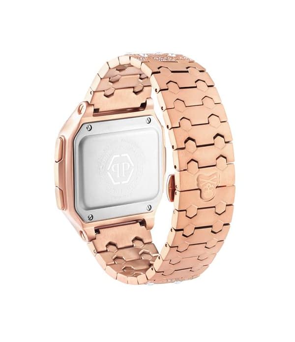 Philipp Plein - Damklocka - Kvarts - Digital - Armband i rostfritt stål Ip-rosé - PWHAA1221