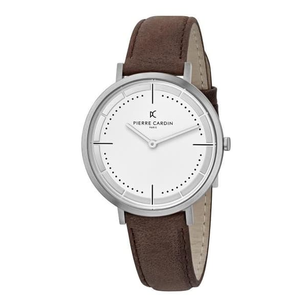 Pierre Cardin Herr Quartz Analog Brun Läderklocka CBV.1026