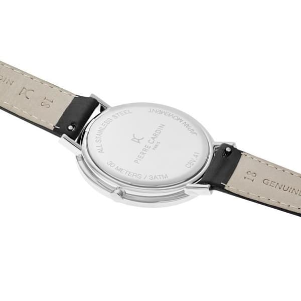 Pierre Cardin Herr Quartz Analog Svart Läderklocka CBV.1025