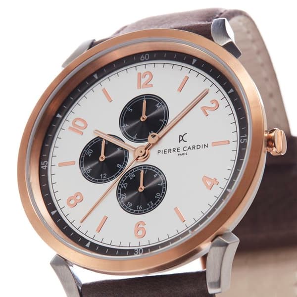 Pierre Cardin herrklocka CPI.2022 - kvarts med flera rattar - brunt läderband