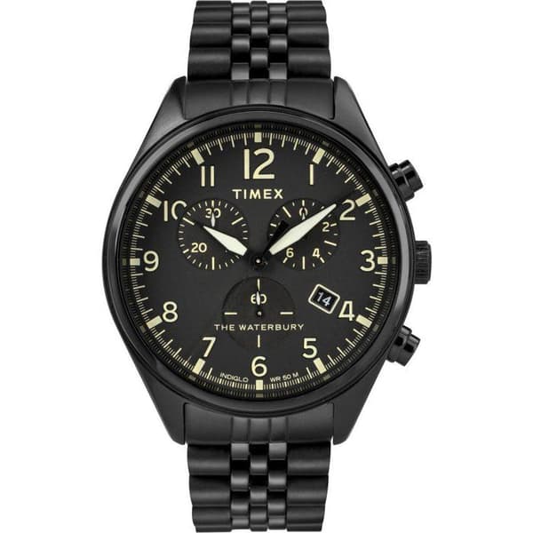 Timex herrklocka "Waterbury Traditional Chrono" 42 mm boett och svart stålarmband - TW2R88600