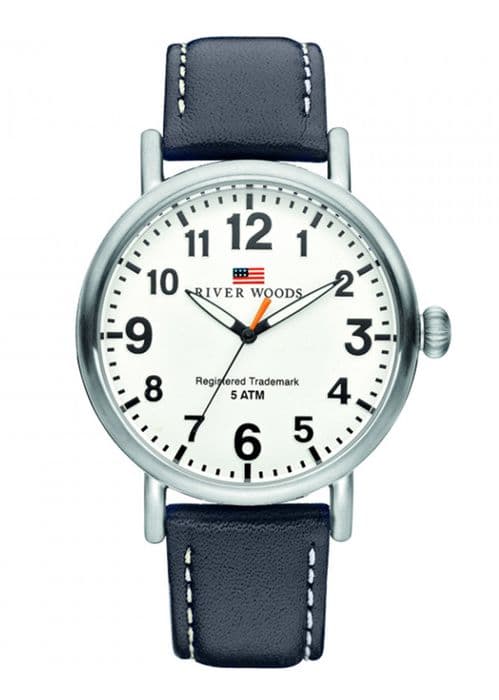 River Woods Analog Quartz Läderklocka för män - RW420010
