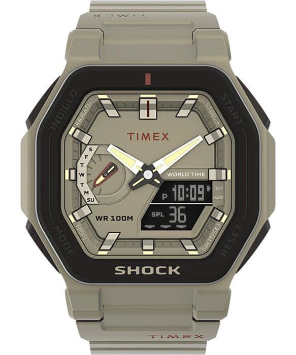Timex Watch - Herr - TW2V35500 - Beige plast - 10 Atm - Quartz - Dubbel skärm - Vuxen - Klassisk