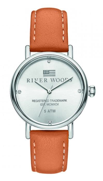 River Woods-Analog Quartz Movement Läderklocka för kvinnor - RW340038