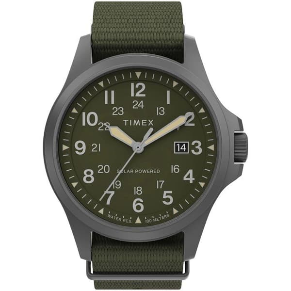 Timex - Herrklocka - Quartz - Analog - Grönt tygband - TW2V03700