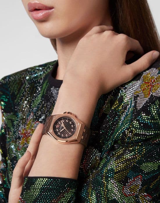 Philipp Plein Watch - Dam - PWJAA0422 - Brun silikon - 38mm - 10mm - Ip-rosé - Kvarts - Analog
