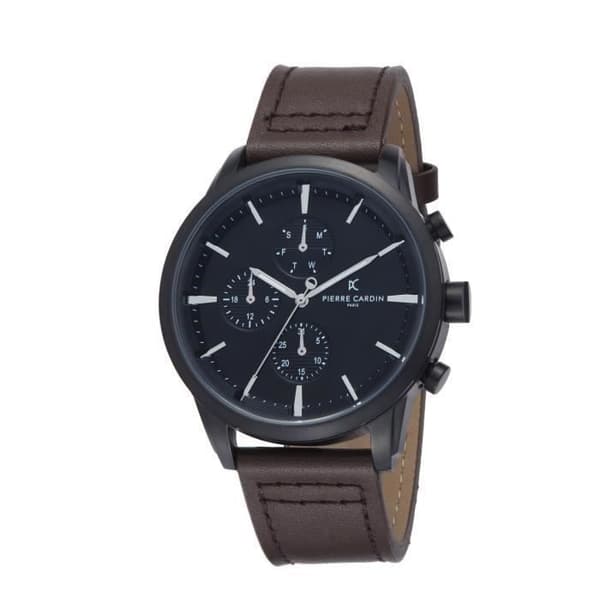 Pierre Cardin herrklocka PC902741F103 - kvarts med flera rattar - brunt läderband