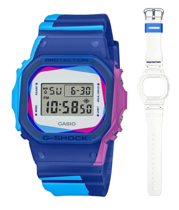 CASIO Herrklocka DWE-5600PR-2ER - Blå plastrem - Vattentät 20 Atm - Kalenderfunktion