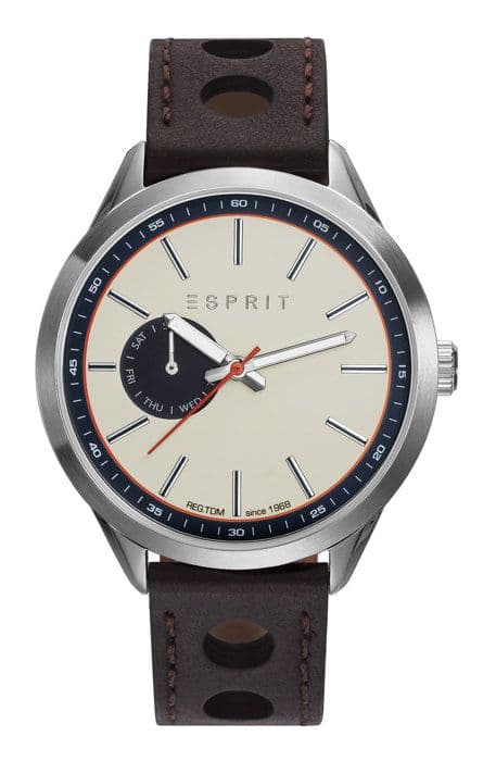 Herrklocka - ESPRIT - ES109211001 - Analog - Brunt läder - Vattentät 5 bar
