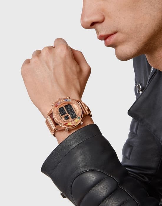 Philipp Plein - Damklocka - Kvarts - Digital - Armband i rostfritt stål Ip-rosé - PWFAA0721