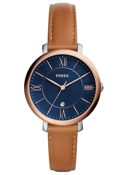 Klocka - Fossil - JACQUELINE ES4274 - Läder - Rose Gold - Blå