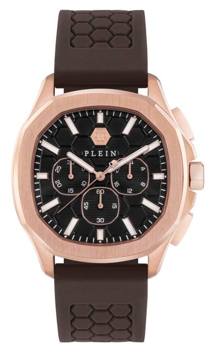 Philipp Plein Herrklocka PWSAA0523 - Brun silikon - 44 mm - 5 bar