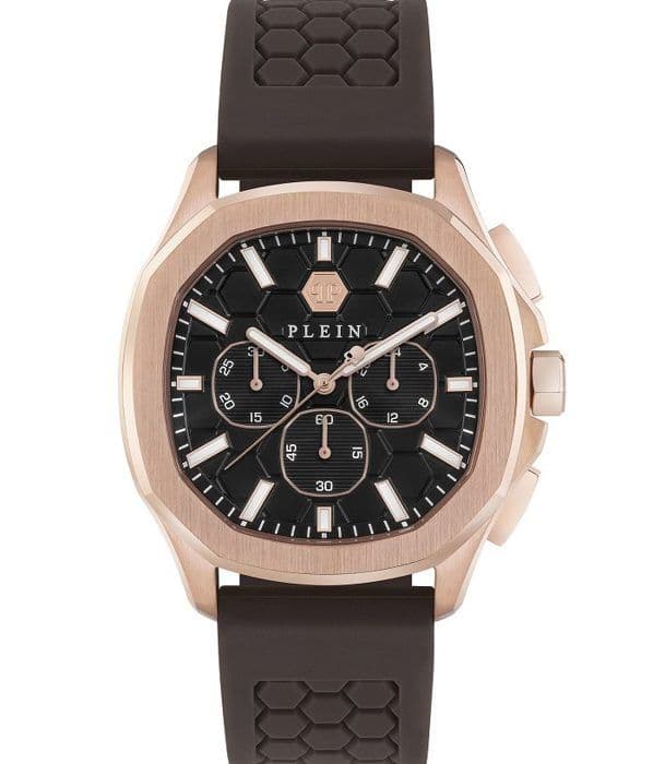 Philipp Plein Herrklocka PWSAA0523 - Brun silikon - 44 mm - 5 bar