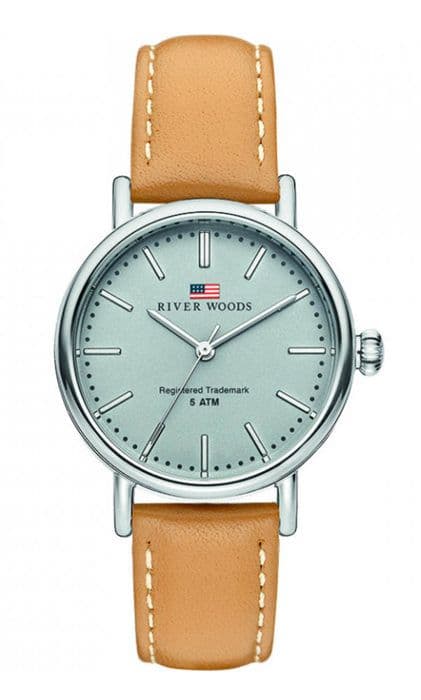 River Woods-Analog Quartz Movement Läderklocka för kvinnor - RW340013