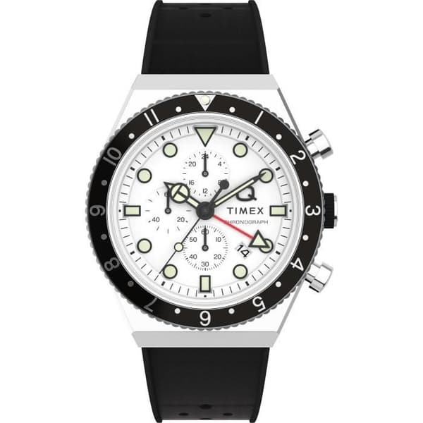 Timex Watch - Herr - TW2V70100 - Svart gummi - 40 mm - Silver - Vit