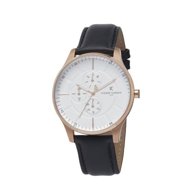 Pierre Cardin herrklocka PC902731F117 - kvarts med flera rattar - svart läderarmband