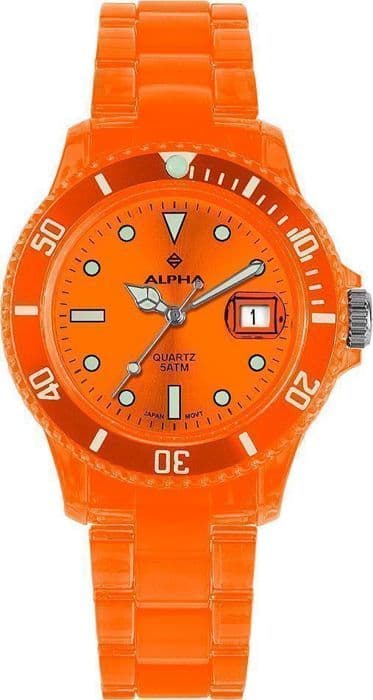 ALPHA SAPHIR-Orange plastkvartsurverk analog klocka för kvinnor-249D